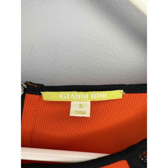 Gianni Bini Colorblock Short Sleeve Bodycon Sheath Dress Black/Orange/Cream Sm - Picture 8 of 10